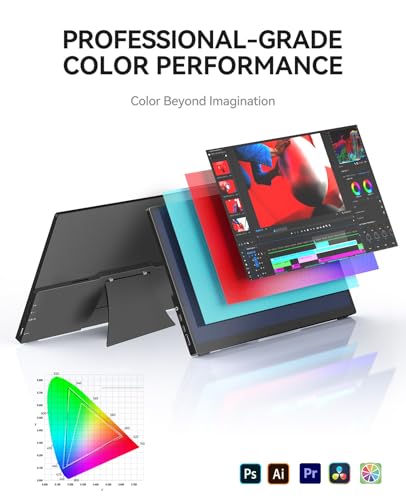 4K Portable Touch Monitor, 15.6" inch 3840 * 2160 UHD w/USB-C HDMI Laptop Monitor, 2000:1 100% RGB IPS ，Aluminum Alloy Shell,10-Point Touch，Dual Speaker, HDR, for Home, Work - size: 15.6inch, style: 15.6”-4K Touch Screen