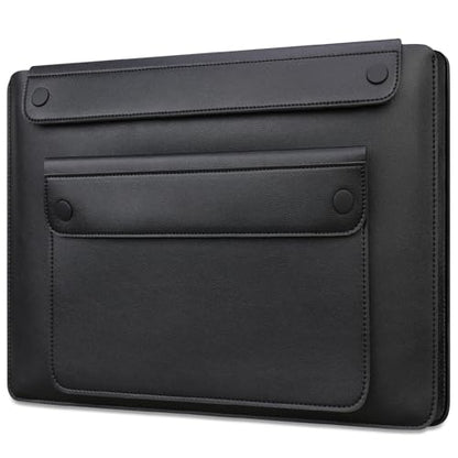 Lacdo 15.6 Inch Laptop Sleeve Case for Lenovo Acer Dell ASUS HP 15.6" Laptop, Lenovo IdeaPad, Acer Aspire, HP Pavilion, Dell Inspiron, ASUS Vivobook, Leather Computer Sleeve with 3 Compartments, Black - size: 15.6 Inch