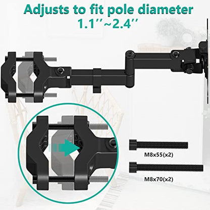 WALI Single Monitor Arm Mount for 17 to 32" Monitors, Full Motion Steel Monitor Pole Mount Bracket with Removable VESA Plate 75mm and 100mm, Vesa Mount for Outdoor, Gazebo, RVs (011ARM), Black - size: Up to 17.6