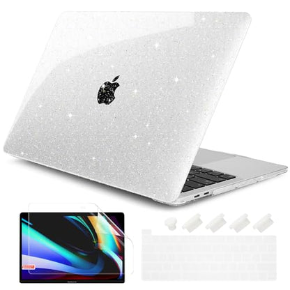 for MacBook Pro 13 inch Case 2023 2022 2021 2020 Release Model A2338 M2/M1 A2289 A2251 with Touch Bar & Touch ID, Glitter Bling Plastic Hard Shell Case & Keyboard Cover, Star Clear - color: Star Clear