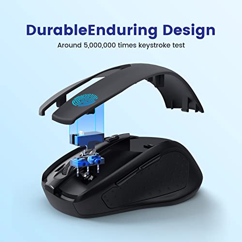 Wireless Mouse, 2.4G Comfortable Wireless Computer Mouse for Laptop, 5 Adjustable 2400 DPI with 6 Buttons, 18 Months Battery Life Mouse for Laptop PC Mac Computer Chromebook MacBook - Black
