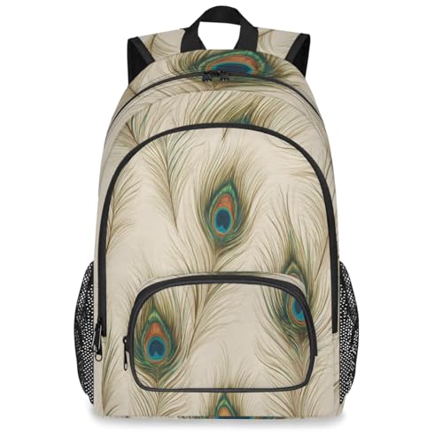 Vintage Peacock Feather Large Backpack for Women and Men Waterproof Travel Laptop Backpack Lightweight Business Work Daypack Fits 17 Inch Computer - color: Multicolor 10