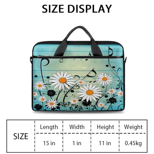 Laptop Shoulder Bag for Women Men, Waterproof Computer Case Messenger Bag Briefcase for Business Office Travel - color: Music Notes Daisy Flower