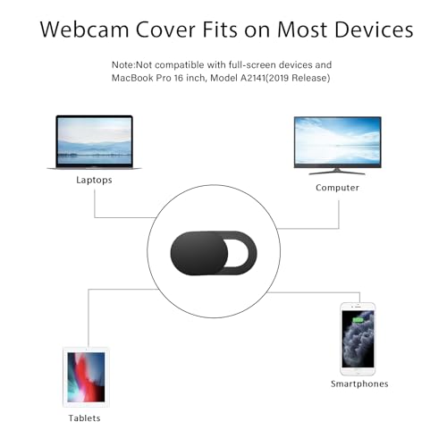ZUCUCUC Laptop Camera Cover Slide, Camera Cover Slide, 8 Pack Ultra Thin Webcam Cover Slide for Laptop, Tablet, Desktop, PC, Smartphone, Protect Your Privacy and Security(Black) - color: Black (Small 8 Pcs)