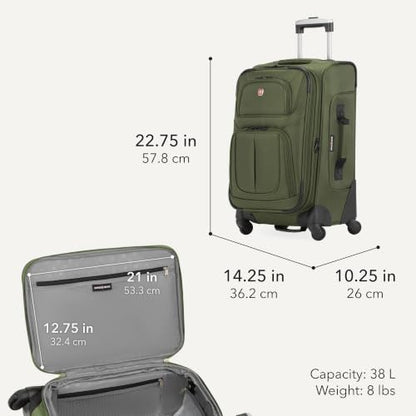 SWISSGEAR Sion 2-Piece Travel Set, Softside Expandable Carry-On Spinner Bundled with 1900 ScanSmart 17" Laptop Backpack with RFID Blocking & Tech Organization, Evergreen - color: Everrgreen, size: 2-Piece Set (Carry-On/Backpack)