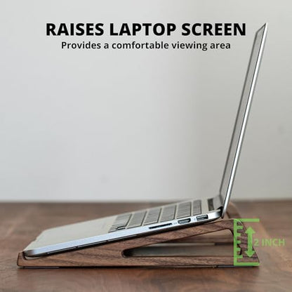 muso wood Laptop Stand for Desk, Walnut Laptop Riser, Ergonomic Wooden Laptop Ventilated Stand with 10 to 17.3 Inches Notebook PC Computer - Walnut