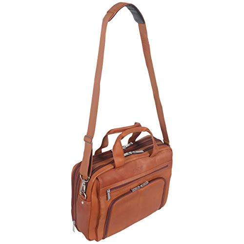 Kenneth Cole REACTION ‘Out of the Bag' Manhattan Colombian Leather 15.6" Laptop Briefcase Travel Business Case Bag - color: Cognac
