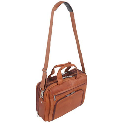 Kenneth Cole REACTION ‘Out of the Bag' Manhattan Colombian Leather 15.6" Laptop Briefcase Travel Business Case Bag - color: Cognac