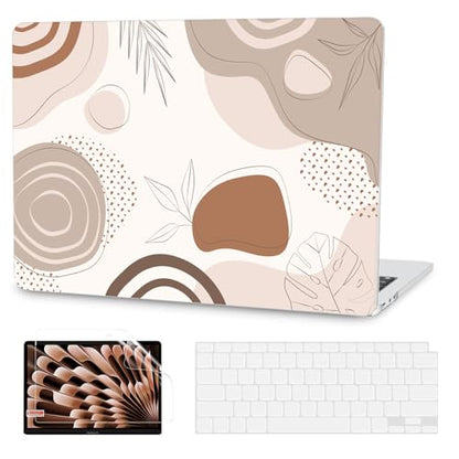 G JGOO Compatible with MacBook Air 13 inch Case 2026 2025-2022 M5 A3449 M4 A3240 M3 A3113 M2 A2681, Plastic Hard Shell for MacBook Air 13.6 inch Case +Keyboard Cover+Screen Protector, Brown Leaf - color: Brown Leaf