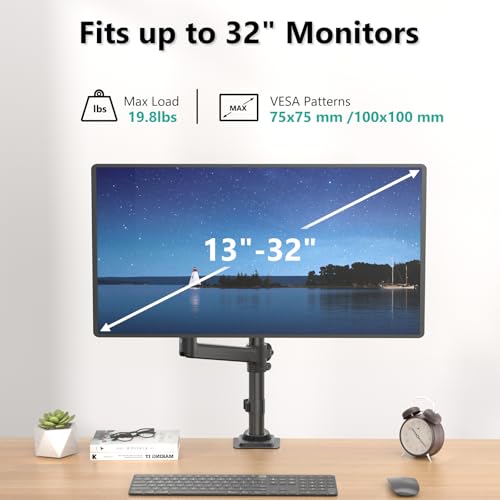 WALI Single Monitor Arm 13-32 Inch+WALI Laptop Tray Desk Mount(GSDM001+GSDM00LP)