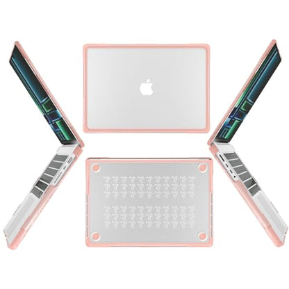 Batianda Ultimate Shockproof Case for MacBook Pro 14 Inch 2026-2021, Pink | Fits M5/M4/M3/M2/M1 Pro Max Chip Model, Heavy Duty Matte Translucent Rugged Protective Shell with Carbon Fiber Side Texture - color: X-Peach Pink