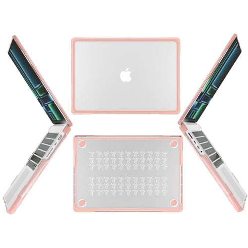 Batianda Ultimate Shockproof Case for MacBook Pro 14 Inch 2026-2021, Pink | Fits M5/M4/M3/M2/M1 Pro Max Chip Model, Heavy Duty Matte Translucent Rugged Protective Shell with Carbon Fiber Side Texture - color: X-Peach Pink