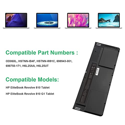 Fancy Buying New OD06XL 698943-001 Laptop Battery for HP EliteBook Revolve 810 G1 Tablet HP EliteBook Revolve 810 Tablet HSTNN-IB4F HSTNN-W91C 698750-171 H6L25AA H6L25UT - size: 10.13*3.72*0.3inch