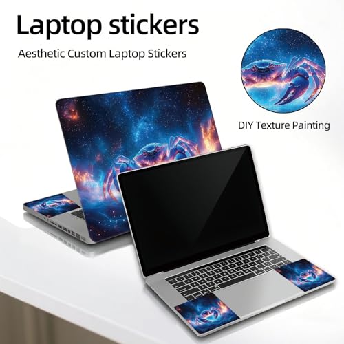 Universal Laptop Skin Sticker Decal, 12"-15.6" Aesthetic Vinyl Wrap, Cosmic Crab Zodiac Waterproof Notebook Cover Art Protector for MacBook HP Dell Lenovo, Fits 13" 14" 15" 15.6" - color: Cosmic Crab Zodiac