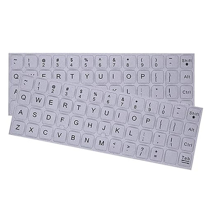 SEIWEI 2PCS Universal English Keyboard Stickers, Matte Replacement English Keyboard Stickers for Laptops, Tablets, and Desktops, Keyboard Alphabet Stickers with Black Font on Silver Background