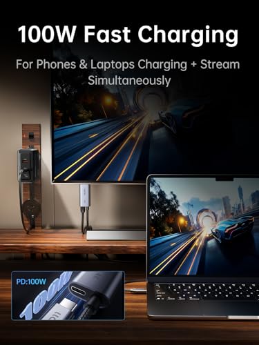 llano USB C to HDMI Cable with 100W PD Charging, 4K@60Hz 2-in-1 Unidirectional Adapter Thunderbolt 5/4/3 Compatible, for MacBook, iPhone 17 Pro Max, Steam Deck, Switch 2, iPad (5ft (1.5m)) - size: 5ft (1.5m)