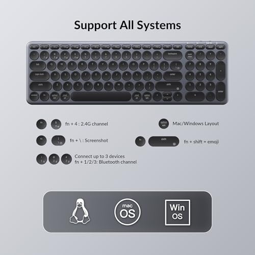 Keychron B4 Pro Ultra-Slim 96% Wireless Keyboard, Bluetooth/2.4 GHz/Wired Connection Keyboard with Numpad, Launcher, Up to 300 Hours Battery Compatible with Mac Windows Linux - Space Gray - color: Space Gray