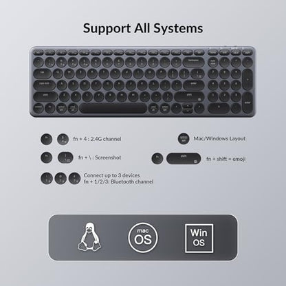 Keychron B4 Pro Ultra-Slim 96% Wireless Keyboard, Bluetooth/2.4 GHz/Wired Connection Keyboard with Numpad, Launcher, Up to 300 Hours Battery Compatible with Mac Windows Linux - Space Gray - color: Space Gray