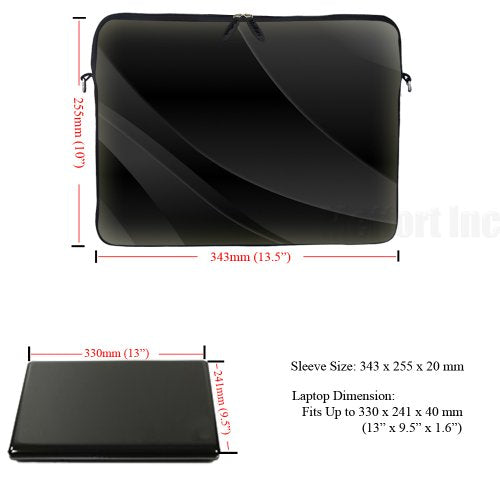 Meffort Inc 13 13.3 Inch Neoprene Laptop Sleeve Bag with Hidden Handle & Shoulder Strap Fits Up to 13.3 Inch Size Notebook Computer - Gary Black Design