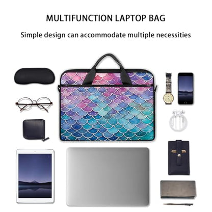 Laptop Shoulder Bag for Women Men, Waterproof Computer Case Messenger Bag Briefcase for Business Office Travel - color: Rainbow Mermaid Scales