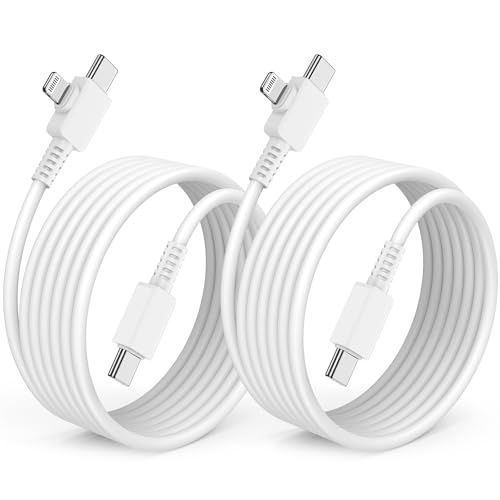 2 in 1 iPhone Fast Charger Cable 10ft, Long Type C to C Charging Cord/USB C to Lightning for Apple iPhone 17 Pro Max/17 Air/16 Pro Max/16/15 Plus/14 Pro/13/12 Mini/11/XS/XR/X/8/7 Plus/iPad Air/MacBook - color: USB C to C - Light Whites, size: 10 Feet
