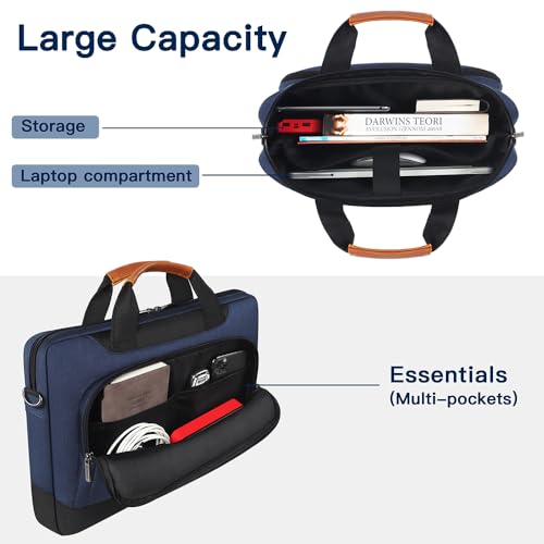 DOMISO 15-15.6 Inch Laptop Bag Business Briefcase Laptop Case Compatible with Lenovo 15.6" Ideapad 330/16" MacBook Pro/HP EliteBook 850 G3/Envy x360 15/Latitude 3580/Acer Chromebook/Asus,Blue - color: Blue, size: 15 - 15.6 Inch