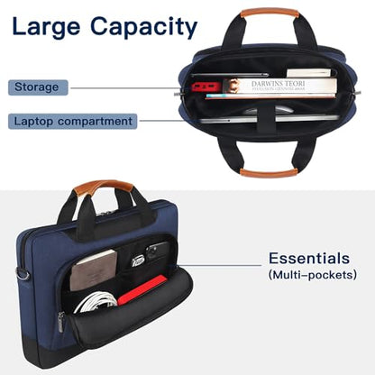 DOMISO 15-15.6 Inch Laptop Bag Business Briefcase Laptop Case Compatible with Lenovo 15.6" Ideapad 330/16" MacBook Pro/HP EliteBook 850 G3/Envy x360 15/Latitude 3580/Acer Chromebook/Asus,Blue - color: Blue, size: 15 - 15.6 Inch