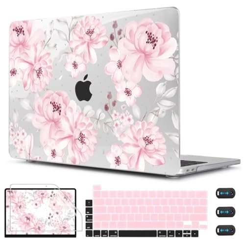 CISSOOK Compatible with MacBook Pro 13 inch Case M2 M1 Chip 2025-2016 | A2338 A2251 A2289 A2159 A1989 A1706 Model with Touch Bar, Plastic Hard Shell Case +Keyboard Cover, Cute Pink Flower - color: Pro13inch-Cute Pink Flower