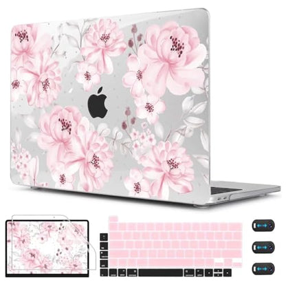 CISSOOK Compatible with MacBook Pro 13 inch Case M2 M1 Chip 2025-2016 | A2338 A2251 A2289 A2159 A1989 A1706 Model with Touch Bar, Plastic Hard Shell Case +Keyboard Cover, Cute Pink Flower - color: Pro13inch-Cute Pink Flower