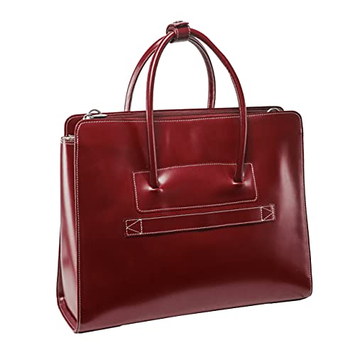 McKlein LAKE FOREST, 15" Leather Business Women Laptop/Tablet Briefcase Bag/Leather Case, Computer Travel Case, Laptop Professional Shoulder Bag - color: Red