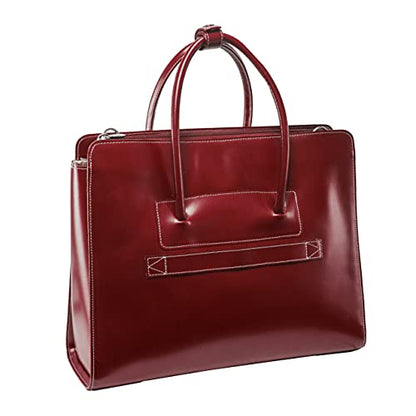 McKlein LAKE FOREST, 15" Leather Business Women Laptop/Tablet Briefcase Bag/Leather Case, Computer Travel Case, Laptop Professional Shoulder Bag - color: Red