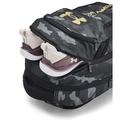 Under Armour Unisex-Adult Hustle 6.0 Backpack, (001) Black/Black/Metallic Gold, One Size Fits Most | (001) - color: (001) Black / Black / Metallic Gold, size: One Size