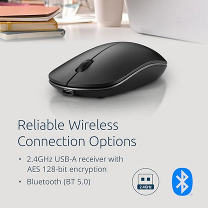 Kensington MY230 EQ Wireless Rechargeable Mouse, Ambidextrous Design, Quiet-Click, 2.4GHz, Bluetooth 5.0, Black (K75303NA) - size: Rechargeable Mouse