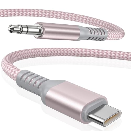 Elebase for iPhone 17 Aux Cord 6FT,USB C to 3.5MM Jack Audio Cable Adapter | Type C Auxiliary Cord for Car,New Apple 16 15,Z Fold Flip 7,S25 S24 S23 FE Ultra,Tab S8 S9 S10 S10,A15,A25,A33 A34 A35,A53 - color: Pink, size: 6ft/1.8m, style: Straight