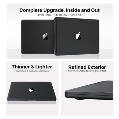 Soonjet for MacBook Air 15 inch Case | M5 M4 M3 M2 2026 2025-2023 | Crack-Resistant Upgrade | Thinner, Lighter, Tougher | Hard Shell Laptop Cover | A3448 A3241 A3114 A2941 | Noble Black Clear - color: Noble Black Clear