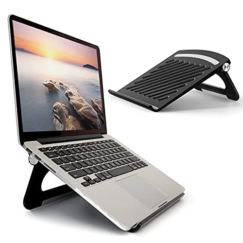Laptop Stand for Desk Stable Foldable Adjustable Multi-Angle Computer Desktop Holder Ventilated Lapdesks Riser for Mackbook, Lenovo, Dell, iPad, HP - Within 17' (Black) - color: black