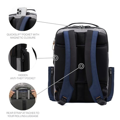 Travelpro Altitude Slim Expandable Travel Laptop Backpack 20-24L, 16 Inch - color: Stellar Navy/Grey