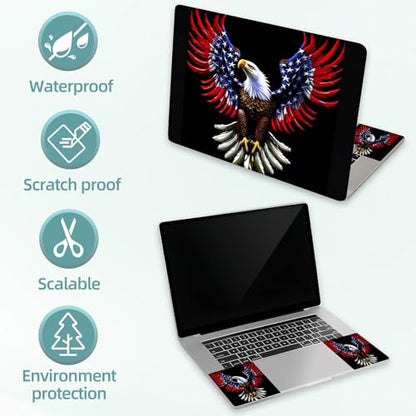 Universal Laptop Skin Decal, 3-Piece Vinyl Protector for 12 13 14 15.6" Notebook, Waterproof Anti-Scratch, Easy Trim & Bubble-Free Finish, American Flag Eagle - color: American Flag Eagle