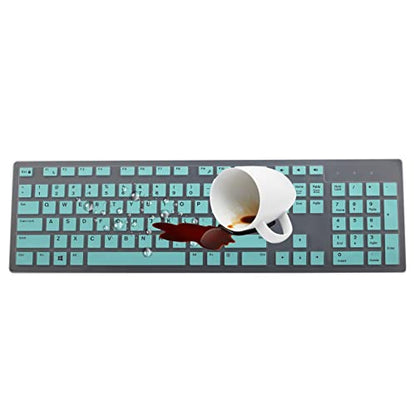 Keyboard Cover Skin for Dell KM636 KB216 KB216t KB216d KB216p Wired & Wireless Keyboard, Dell Optiplex 5250 3050 3240 5460 7450 7050, Dell Inspiron Desktop 24" 27" 5400 5490 7700 7790 3475 3670 3477 - color: Hot blue