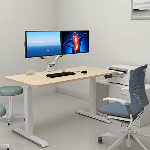 Progressive Desk Dual Monitor Arm - Gas Spring - Fits 17"-32" Monitors - 360° Rotation - Arm Holds Up to 40 lbs - VESA and Grommet Mount - style: Dual 17"-32" White