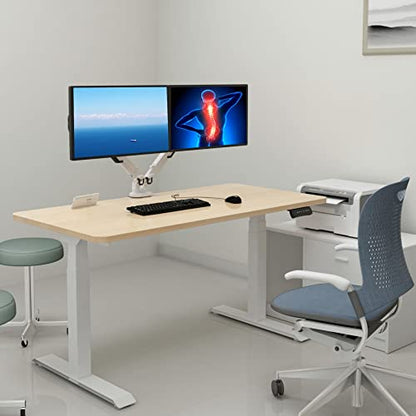 Progressive Desk Dual Monitor Arm - Gas Spring - Fits 17"-32" Monitors - 360° Rotation - Arm Holds Up to 40 lbs - VESA and Grommet Mount - style: Dual 17"-32" White