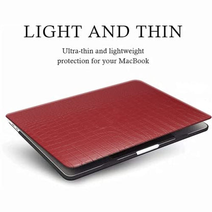 Funut for MacBook Air 13.6 inch Case M5 M4 M3 M2 2022-2024 2025 2026 Release A3449 A3240 A3113 A2681 with Touch ID, Crocodile MacBook Air 13 M5 Leather Hard Shell Case & Keyboard Cover,Red - color: 01Red Wine, size: 2022-2026 MacBook Air 13.6 inch M2 M3 M