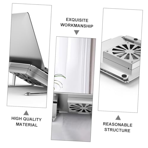 Cabilock Aluminum Alloy Laptop Cooler Stand with RGB LED Fans, Height Adjustable Ventilated Cooling Pad for Gaming and Office Notebooks, Silver