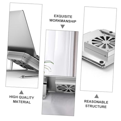 Cabilock Aluminum Alloy Laptop Cooler Stand with RGB LED Fans, Height Adjustable Ventilated Cooling Pad for Gaming and Office Notebooks, Silver