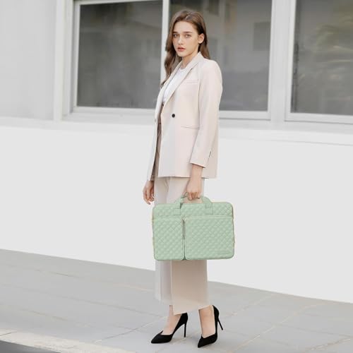 MOSISO 360 Protective Laptop Case 16 inch,15-15.6 inch Laptop Sleeve | Compatible with MacBook Pro 16 M5 M4 M3 M2 M1 HP Acer Dell Lenovo,Square Quilted Bag with 2 Pockets&Handle&Belt, Sage Green - color: Sage Green, size: 16 inch