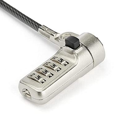 StarTech 6.6ft (2m) Laptop Cable Lock, Portable, TAA | 4-Digit Combination Laptop/Desktop Security Cable Lock for Wedge Slot Computers, Anti-Theft Vinyl-Coated Steel Combo - size: Nobel Wedge, style: Resettable Combination