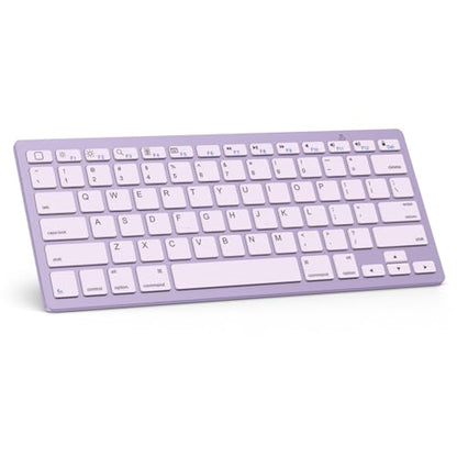 OMOTON Ultra-Slim Bluetooth Keyboard for iPad 11th/10th/9th/8th/7th, iPad Pro/Air/Mini and iPhone Series, Wireless iOS Keyboard with 12 Multimedia Keys for Office, Home, Travel, School, Purple - color: Purple