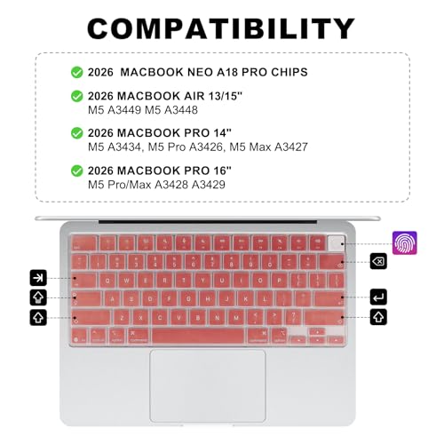 Allinside Keyboard Cover for 2026 MacBook Neo 13-inch A3404 (A18 Pro) & MacBook Air 13"/15" and MacBook Pro 14"/16" (M5 Chip), Premium Silicone Keyboard Protector Skin, US ANSI Layout, Rose Gold - color: Rose Gold
