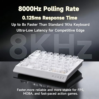 AJAZZ AK029 Wired One-Handed Hall Effect Mechanical Gaming Keypad, 29 Keys | Magnetic Switch, Rapid Trigger, 8KHz Polling, SOCD/DKS, RGB Backlit, Web Driver Customizable, Portable, White Transparent - color: Transparent White
