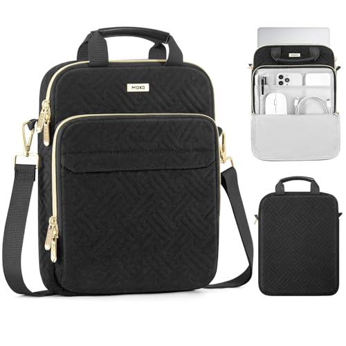 MoKo 13-14 Inch Puffy Laptop Sleeve Shoulder Bag Carrying Case with Handle | Fits Mac Air 13-inch M5, Mac Neo A18 Pro, Mac Pro 14-inch M5/M4/M3/M2/M1 and Surface 13.8-inch, Black - color: Black, size: 13.3-14 Inch
